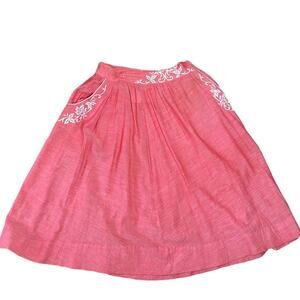 Vintage Embroidered Prairie Skirt Cotton A-Line Cottagecore Boho Size 10 12